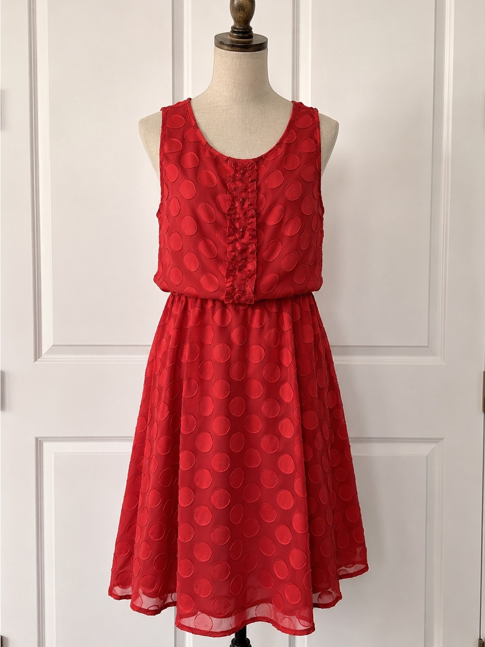 Womens Red Polka Dot Sleeveless Dress collab with Lauren Conrad and Disney